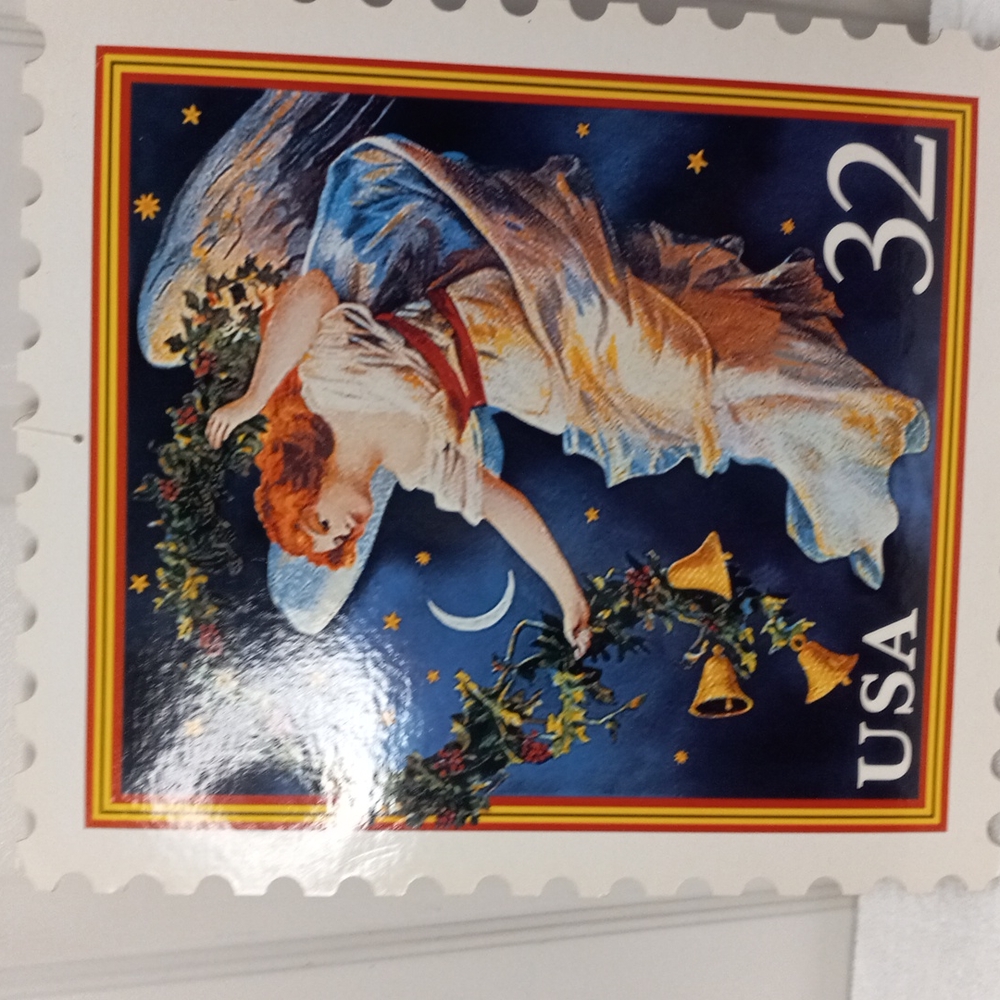 Vintage poster of Christmas Stamp Hallmark Angel 14"x13"